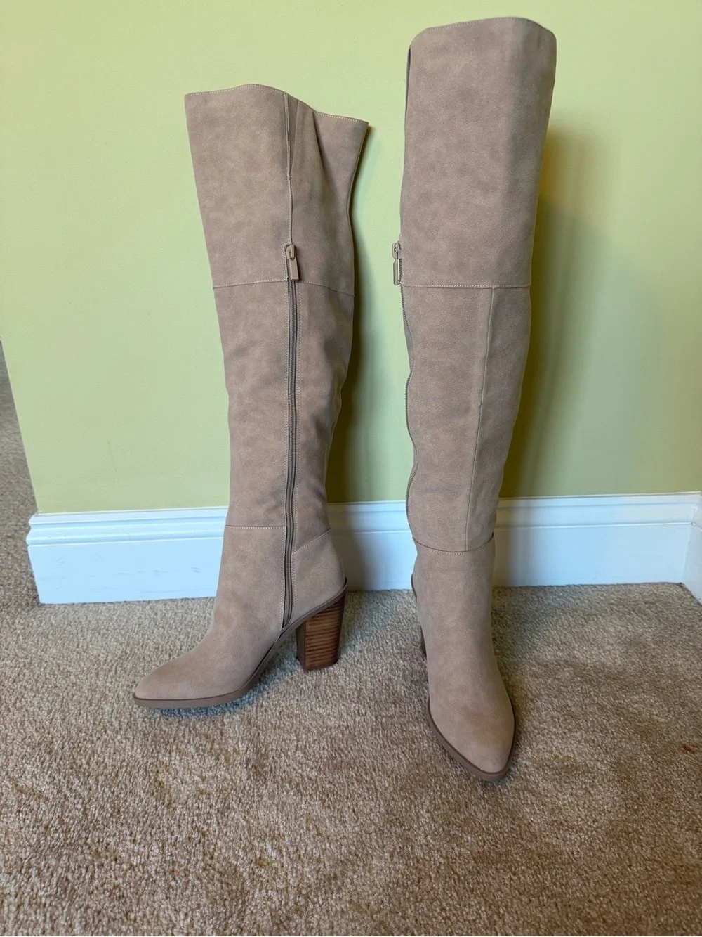 Women's Taupe Over-the-Knee Suede Boots